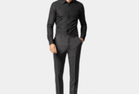 Black dress shirt mens big and tall