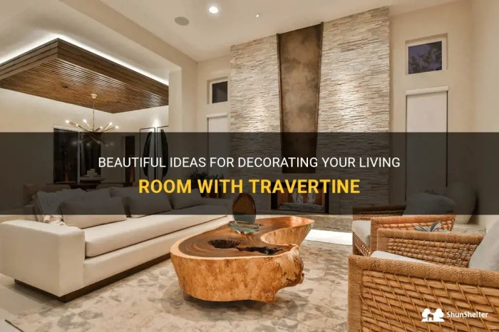 How to decorate the living room with travertine