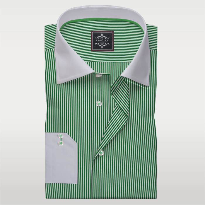 Mens green striped dress shirt