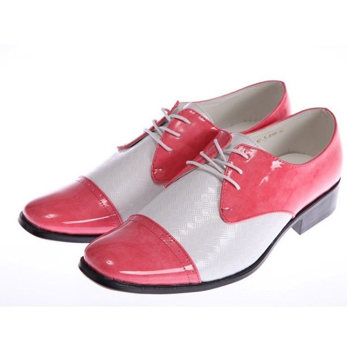 White and pink mens dress shoes