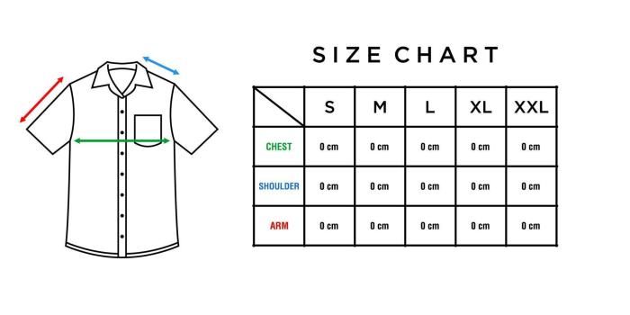 Mens dress shirts standard size chart