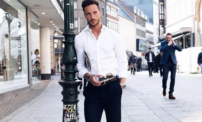 White dress shirt men outfit